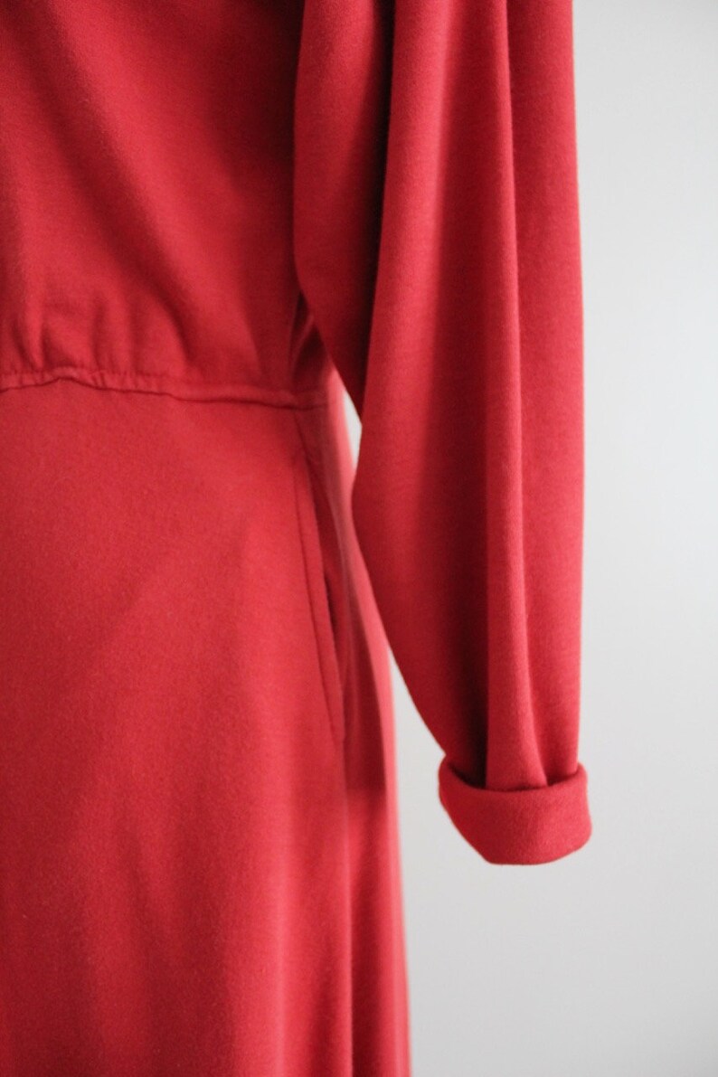 tomato red dress turtleneck dress red cotton jersey dress image 6