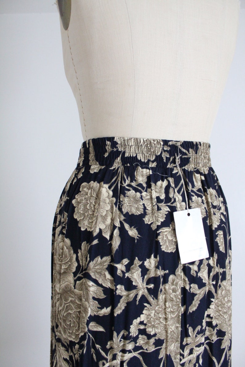 navy floral skirt floral rayon skirt cottage rose skirt image 9