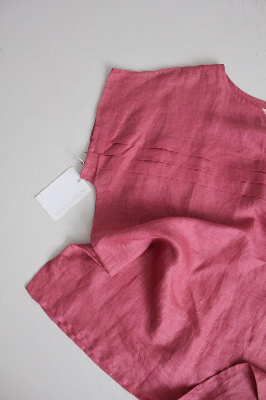 Mauve Linen Blouse Pleated Blouse Pink Linen Top - Etsy