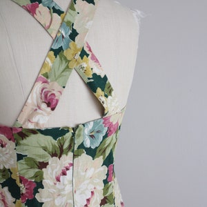 floral linen dress criss cross straps botanical floral dress image 5