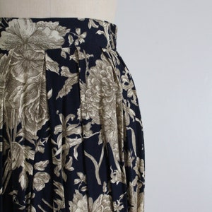 navy floral skirt floral rayon skirt cottage rose skirt image 2