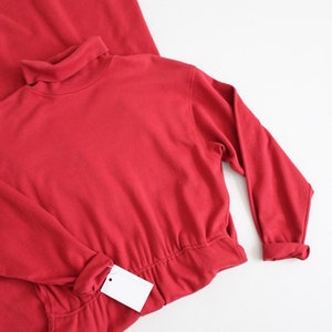 tomato red dress turtleneck dress red cotton jersey dress image 9