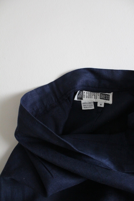 navy linen skirt | 100% linen skirt | linen penci… - image 3