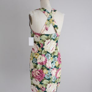 floral linen dress criss cross straps botanical floral dress image 6