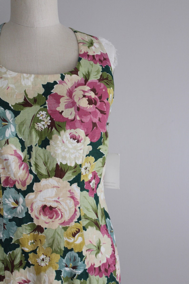 floral linen dress criss cross straps botanical floral dress image 2