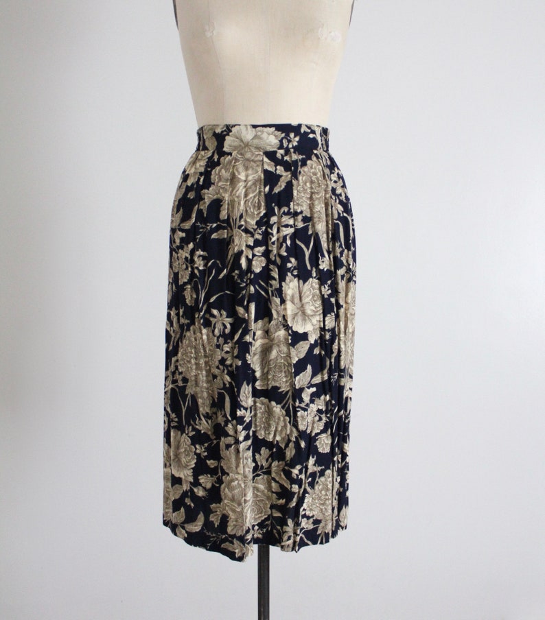 navy floral skirt floral rayon skirt cottage rose skirt image 6