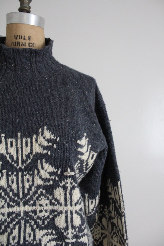 cropped snowflake sweater | gray cotton sweater |… - image 2