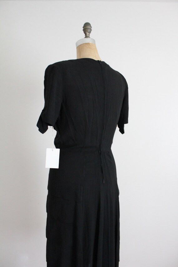 black crepe dress | vintage 1940's dress | tiered… - image 9