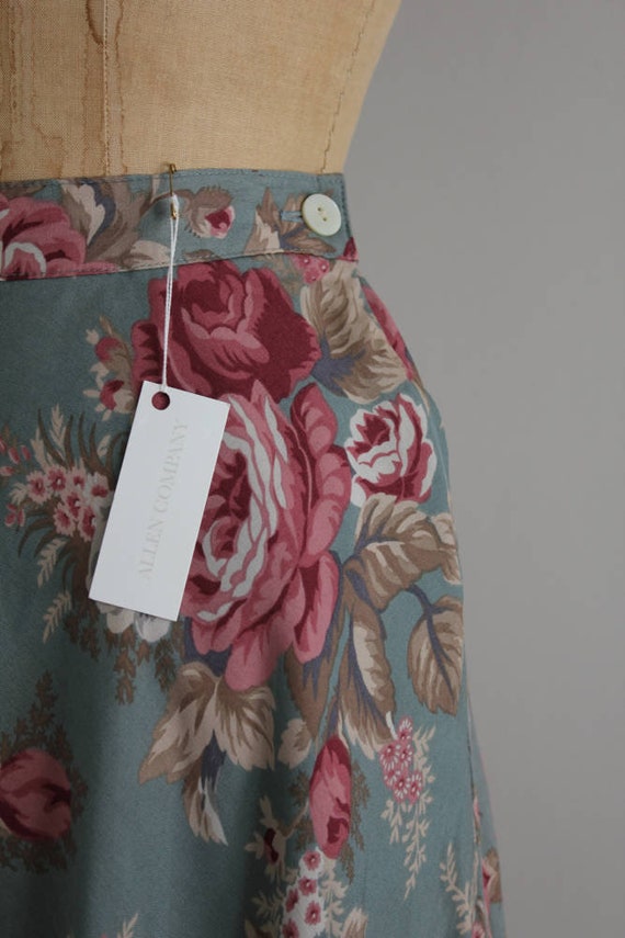 vintage 1990s blue cottage rose floral print full… - image 2