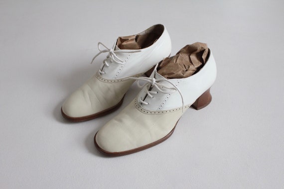 two tone oxfords | spectator booties 6.5 | beige … - image 5