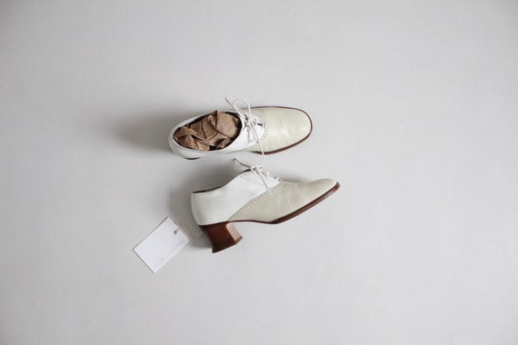 two tone oxfords | spectator booties 6.5 | beige … - image 1