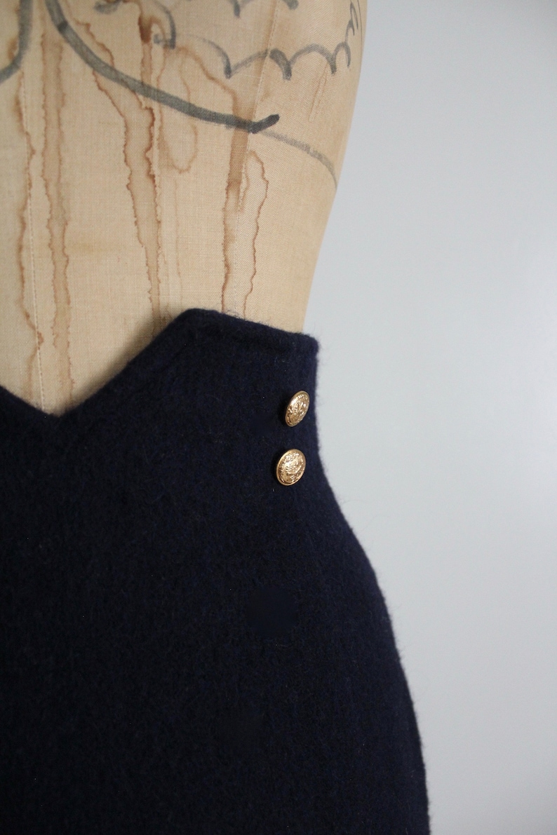 navy military skirt 100% wool skirt short wool skirt image 5