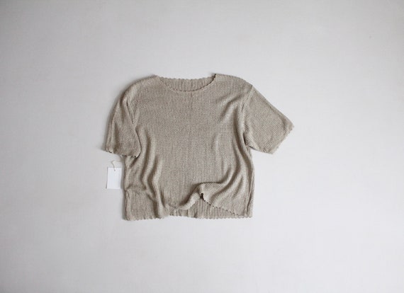beige silk top | silk pointelle sweater | silk kni