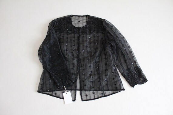 beaded organza jacket | black beaded jacket | she… - image 5