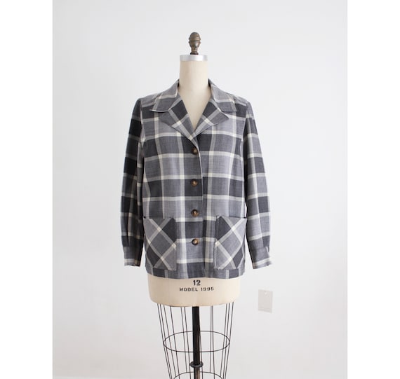 plaid wool jacket | gray plaid coat | wool plaid j