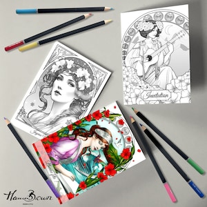 Lot de 3 cartes de vœux à colorier - Occasions - Joyeux Noël, fête et invitation