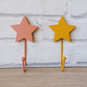 Juego de 2 ganchos de pared con forma de estrella para niños, ganchos montados en la pared, decoración del hogar, regalo, soporte para colgar, decoración del hogar, organización infantil, regalo de buenas vibraciones, unisex para niñas