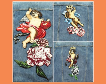 Huge Cherub embroidered patches applique tapestry Embroidery Angel Patches, Cherub Patches Sew on Iron On Patch