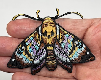 Moth Iron-On Patch, Moth Patches, Embroidered Moth Patch