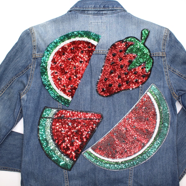 Patch Ricamata A Forma Di Anguria | Ferro Da Stiro O Da Cucire, Frutta Applique Per Abbigliamento E Accessori, Dimensioni 8.8 Cm X 4.3 Cm, Fai Da Te E Artigianato - 3