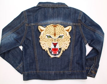 Toppa Termoadesiva Tigre Grandi Dimensioni 22 Cm - Ricamo Da Cucire O Stirare Per Jeans, Giacca, Stoffa - Ideale Per Personalizzare Abbigliamento