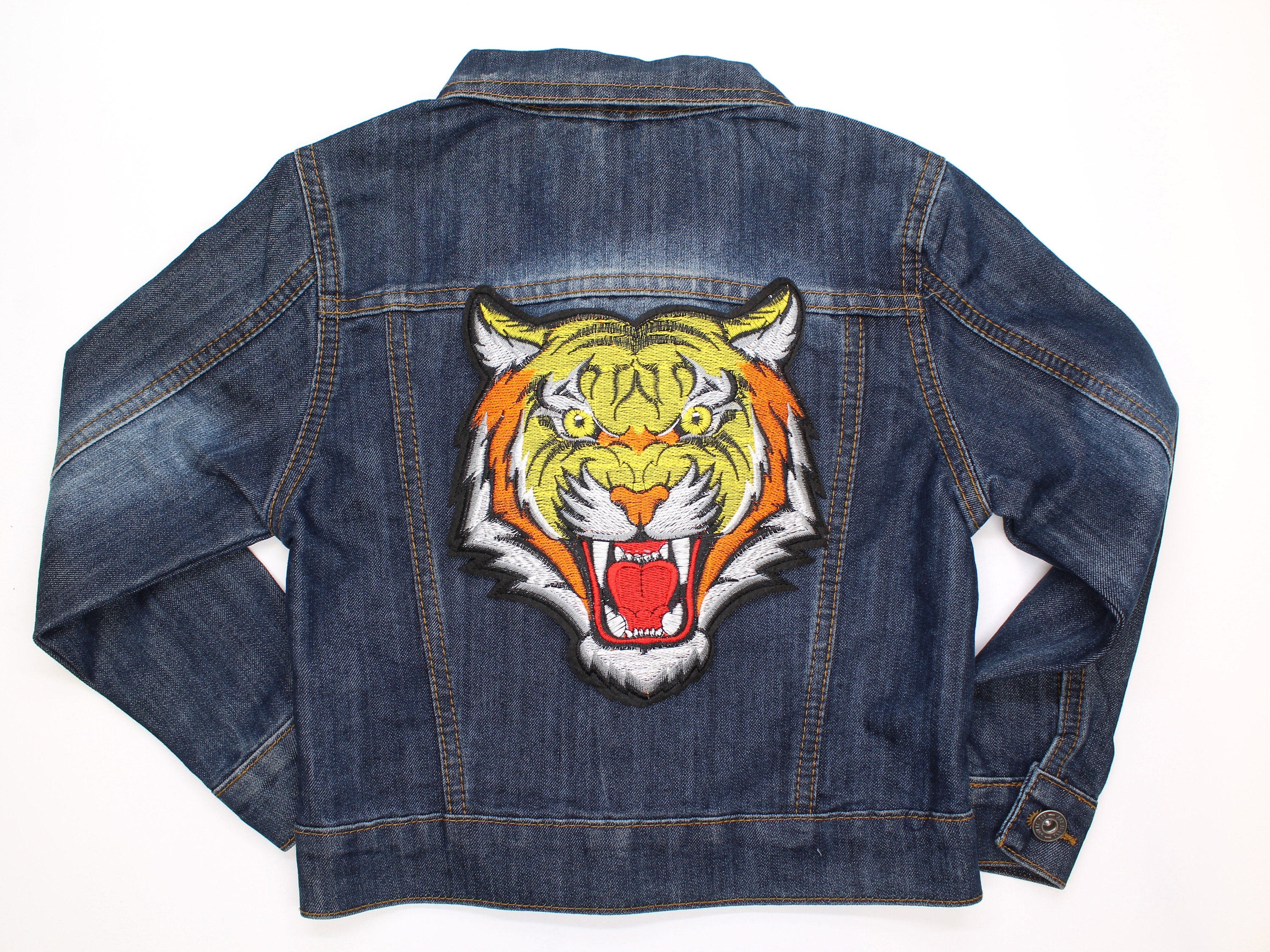 Toppa Termoadesiva Tigre Grandi Dimensioni 22 Cm - Ricamo Da Cucire O Stirare Per Jeans, Giacca, Stoffa - Ideale Per Personalizzare Abbigliamento