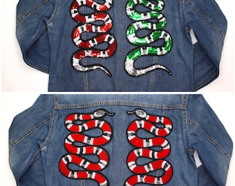 Snake Patch Iron-On Sew on Snake Patches, Embroidered Patch Or Sequin Patch