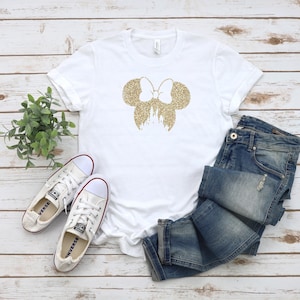 Personalisierte Micky Minnie Maus Ohren Eisen auf Glitter Transfer für T-Shirt, Hoodie, Sweatshirt