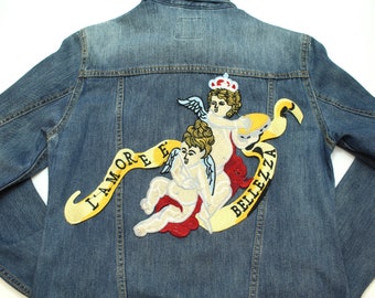 Angel Embroidered Applique Patch, Angel Patch, Cherub Sew on Iron On Patch