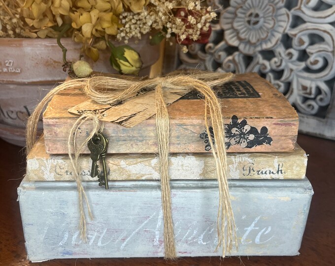 Decorative Book Stack, Book Bundle, Tan, Gray, Blue, Farmhouse, English ...