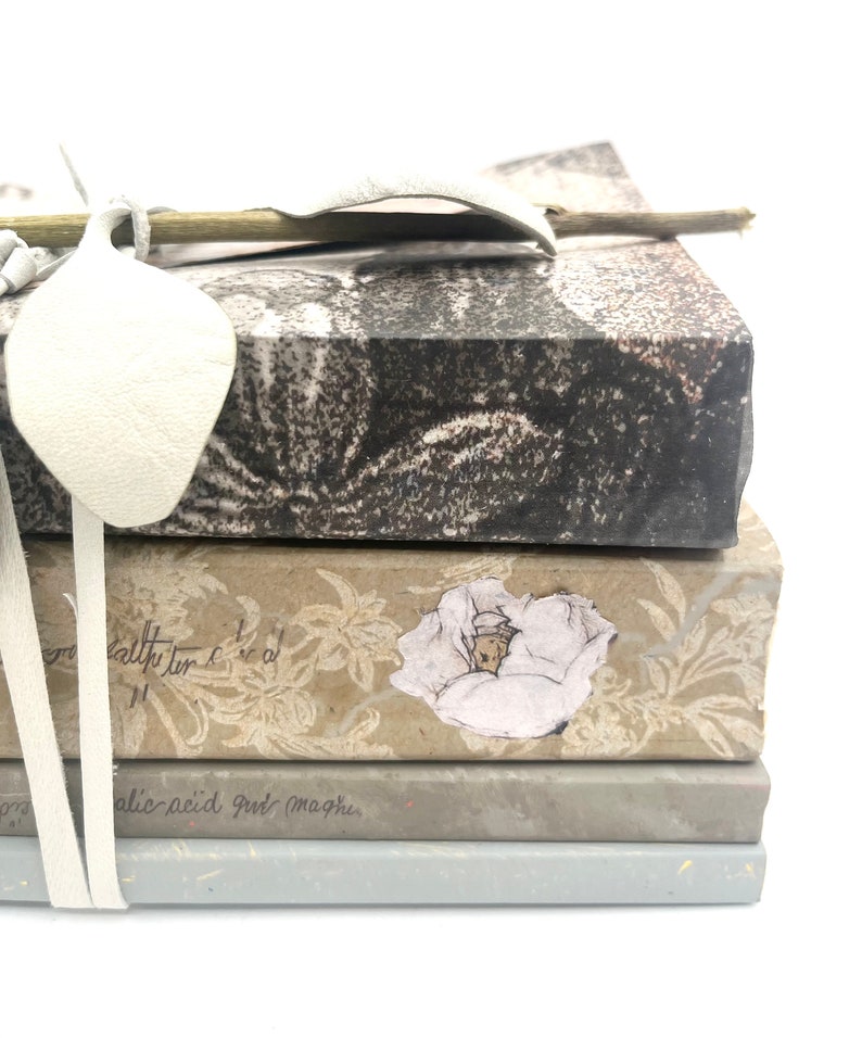 Decorative Book Bundle, Book Stack, Blue, Tan, White, Gray, French ...