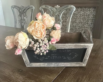 French Country Wood Bread Box: Shabby Chic Kitchen Storage Bin