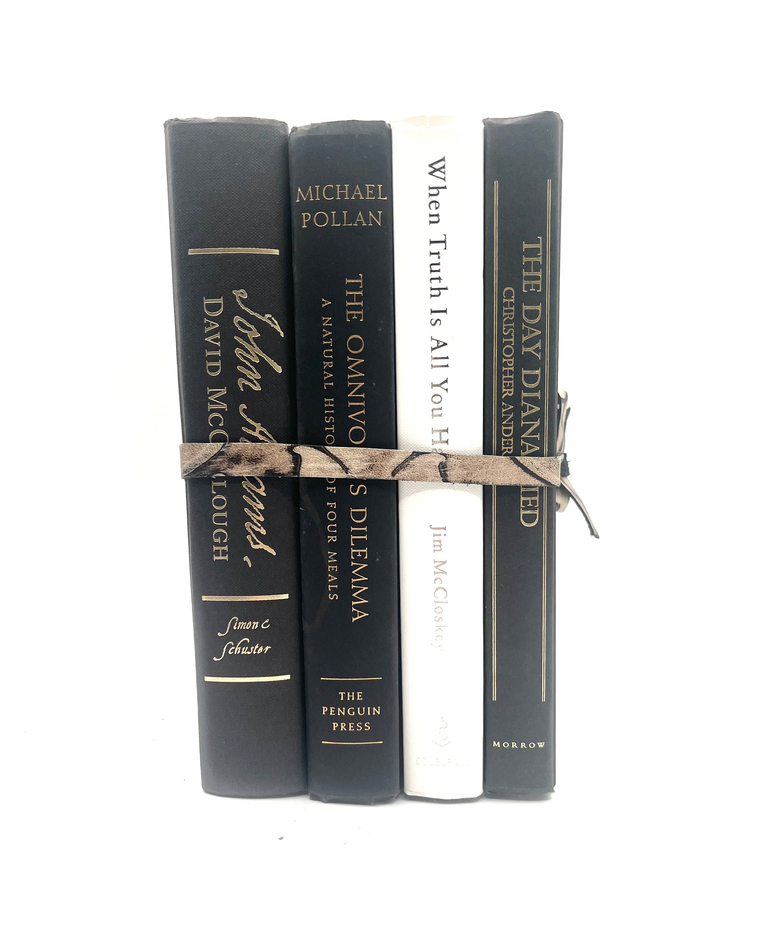 Historical Book Stack: Black, White & Gold Hardbacks With Bookmark - Etsy