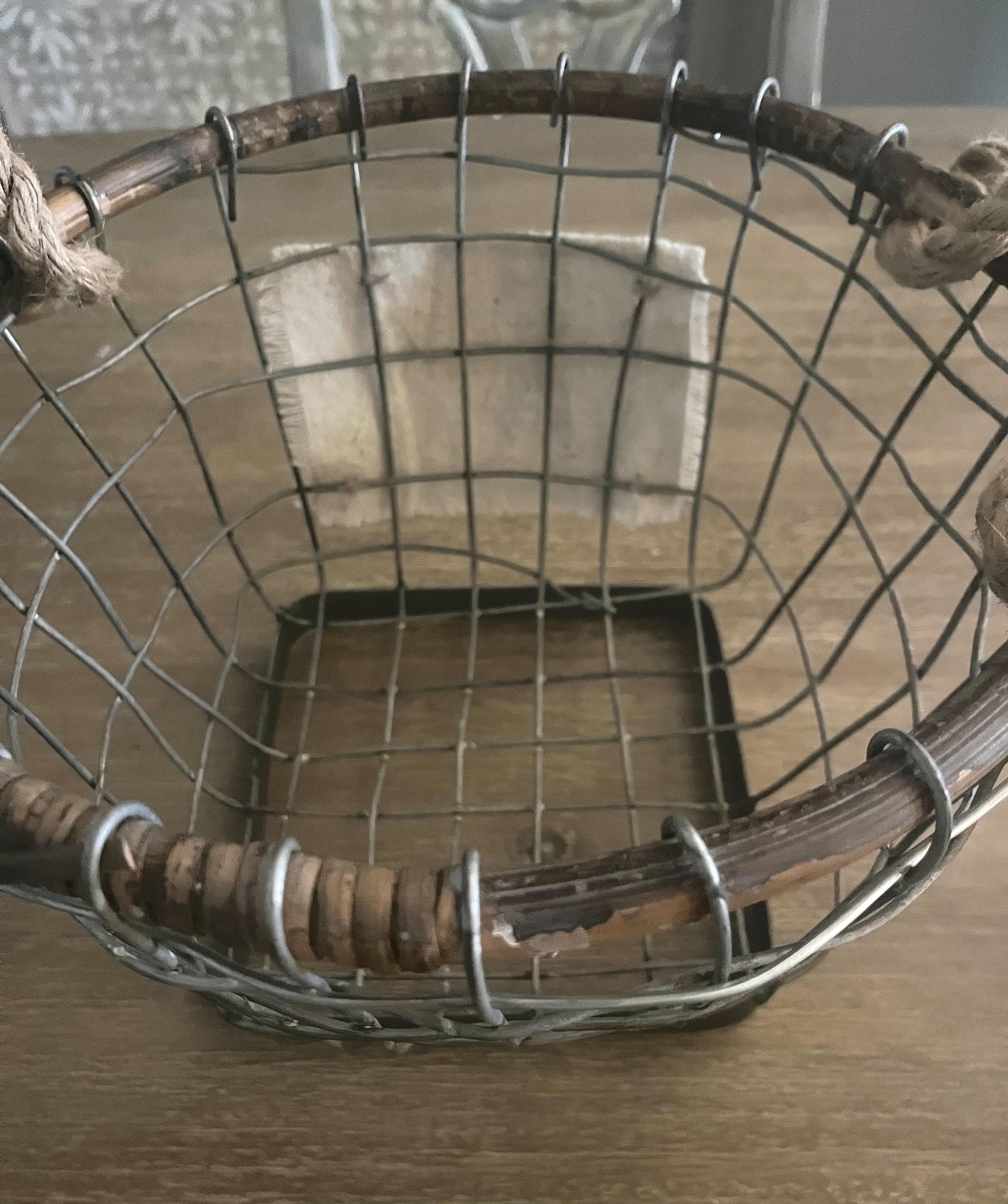 Rustic Wire Basket With Rope Handles: French Country Decor - Etsy