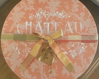 Shabby Chic Hat Box: Pink French Country Decor, 12" Storage Container