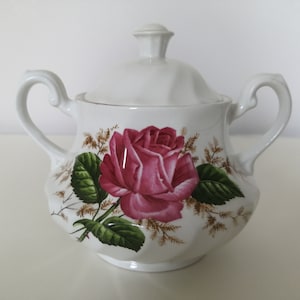 Swinnertons Ironstone &quot;Alicia&quot; Sugar Bowl Vintage Rose Floral Pattern with Handles