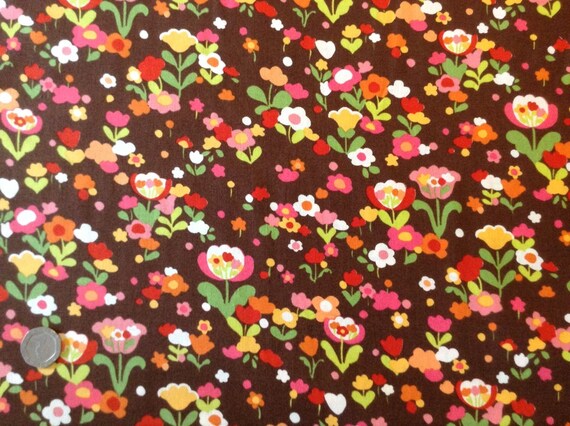 Moda Oops A Daisy Floral Brown Cotton Quilting Fabric