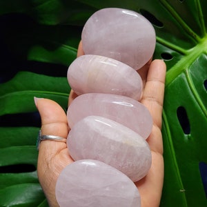 Rose Quartz Palmstones from Brazil | Crystal Collector | Meditation Tool | Heart Chakra | Birthday or Valentines Day Love Gift | Pastel Pink