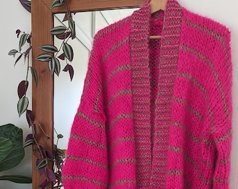 Hand knitted mohair chunky cardigan