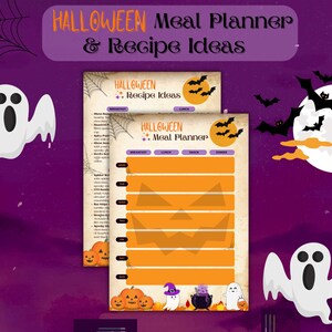 Halloween spookachtige maaltijdplan grafiek Witchy digitale planner voor griezelig seizoen Gemakkelijke receptideeën voor Halloween recept Wall Art Design afdrukbaar