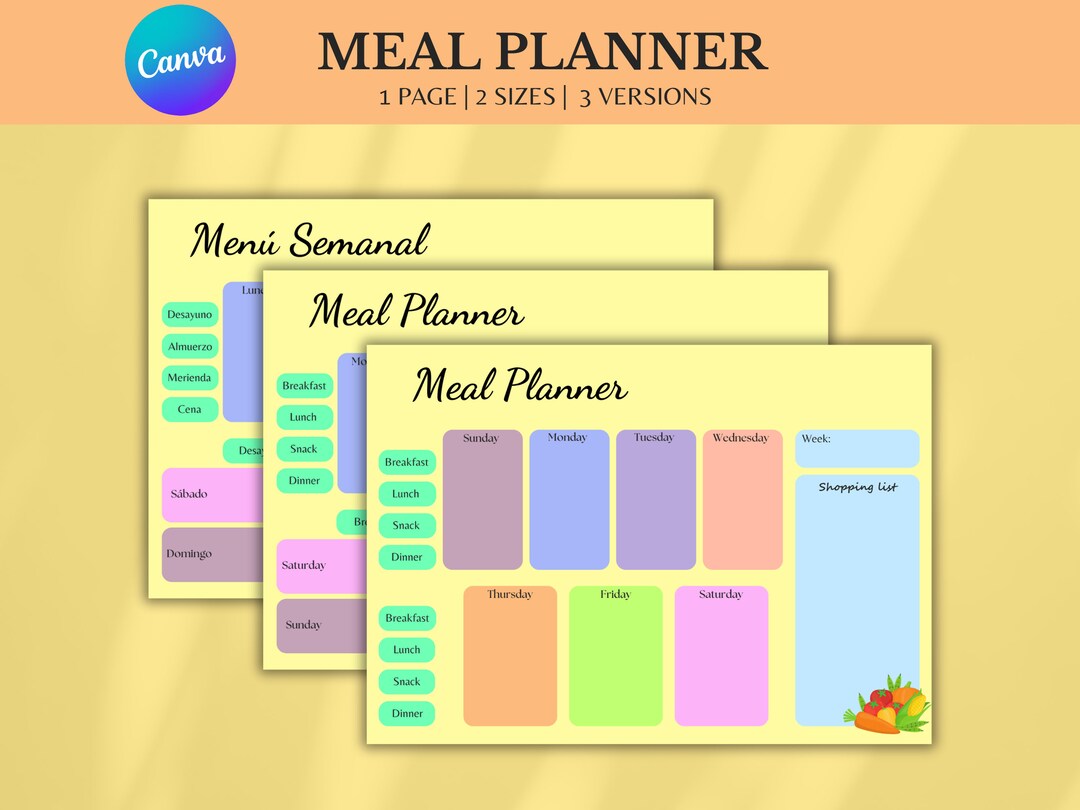 Colorful Meal Plan Chart Printable Food Journal for Organized Girl Bullet Journal Meal Planning ...