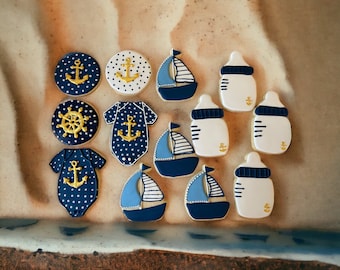 Vegan & Nut Free Nautical Baby Shower Cookies