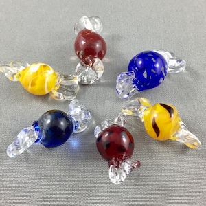 glass candies, set of six handmade candies, home decor glass, price is for all 6, miniature lampwork bon bons, Venetian style glass candies