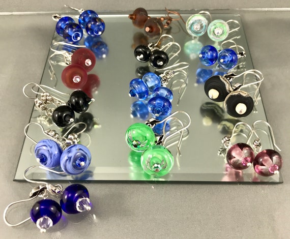 green lampwork glass jewellery uk handmade sterling silver leaf earrings