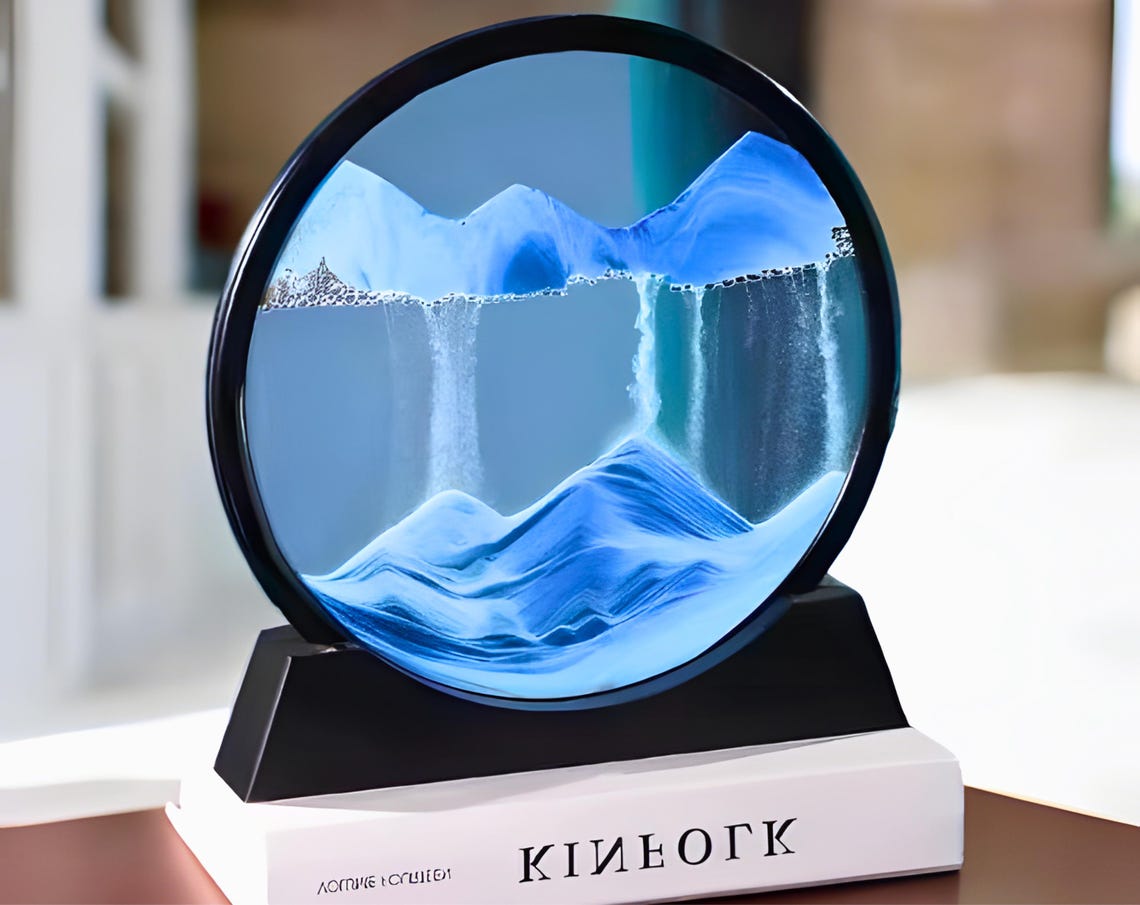 Moving 3D Sand Art Picture – Round Glass Deep Sea Sandscape – Hourglass Decor