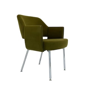 Deauville Chair by Marc Simon for Airborne, 1960s French Armchair in Olive Velvet and Chrome