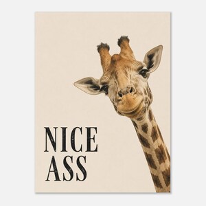Nice Ass Poster – Lustiges Badezimmer Poster mit Giraffe | Humorvolle Bathroom Wall Art | Modernes WC Wandbild | Toilette Deko