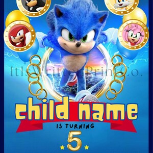 子供向けソニック誕生日招待状（カスタマイズ可能、デジタル）