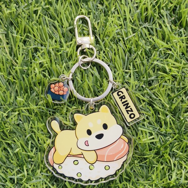Adorable Grinzo the Dog Sushi keychain| ] Perfect Cute Aesthetic Pin Gifts