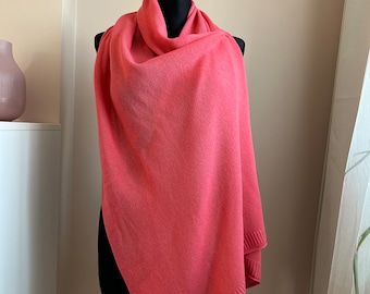 Merino wool peach color scarf. Large lightweight shawl